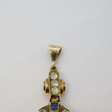19th Century 14ct Gold, Blue & White Sapphire, Water Opal Drop Pendant Antique c1890