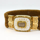 Victorian 15ct Gold, White Enamel & Hair Set Mourning Bracelet Antique 1853