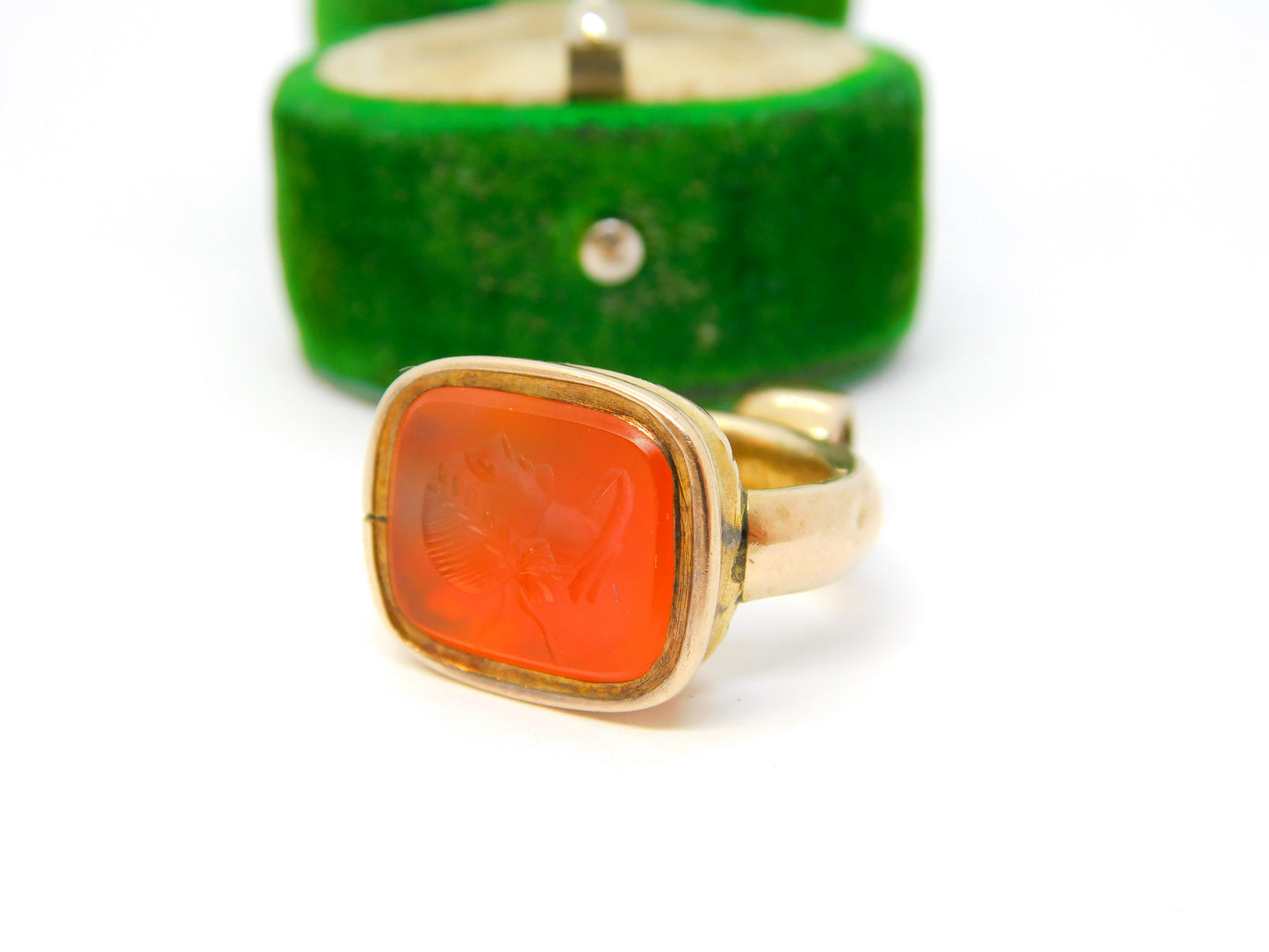George III 9ct Gold Carved Carnelian Agate Roman Senator Intaglio Seal Fob c1820