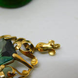 14ct Yellow Gold Emerald Cut Green Paste Large Drop Pendant Antique c1920 Deco