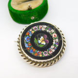 19th Century Sterling Silver Colourful Floral Micro Mosaic Antique c1860