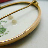 9ct Rose Gold Crown Staffordshire Painted Bird Brooch Antique c1920 Art Deco