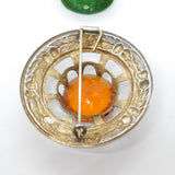 Scottish Large Silver Plated Citrine Paste Thistle Kilt Brooch Antique c1920s