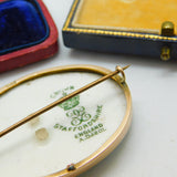 9ct Rose Gold Crown Staffordshire Painted Bird Brooch Antique c1920 Art Deco