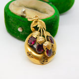 Victorian 18ct Yellow Gold & Almandine Garnet Floral Drop Pendant Antique c1860
