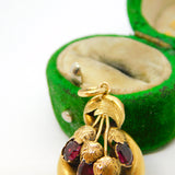 Victorian 18ct Yellow Gold & Almandine Garnet Floral Drop Pendant Antique c1860