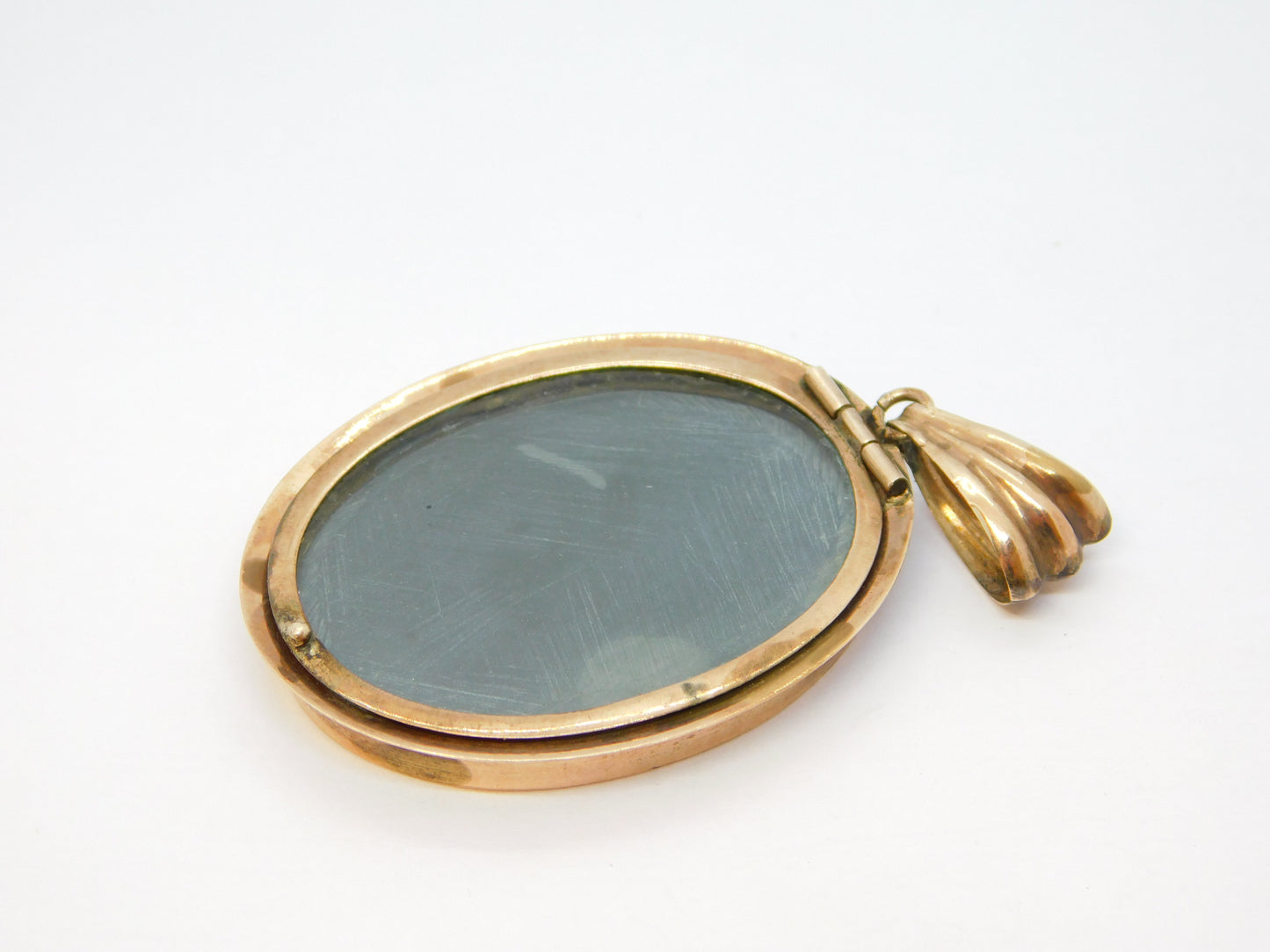 19th Century 9ct Rose Gold Italian Pietra Dura White Flower Locket Pendant c1880