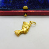 18ct Yellow Gold Egyptian Nefertiti Pharaoh Charm Pendant Vintage c1970