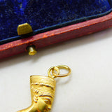 18ct Yellow Gold Egyptian Nefertiti Pharaoh Charm Pendant Vintage c1970