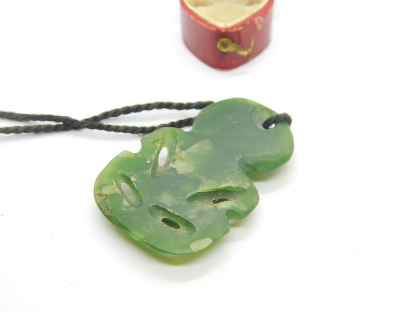 New Zealand Greenstone Nephrite Jade Tiki Pendant Vintage c1950