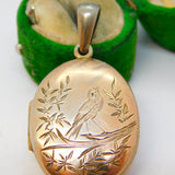 Victorian 9ct Gold Back & Front Swallow Sweetheart Locket Pendant Antique