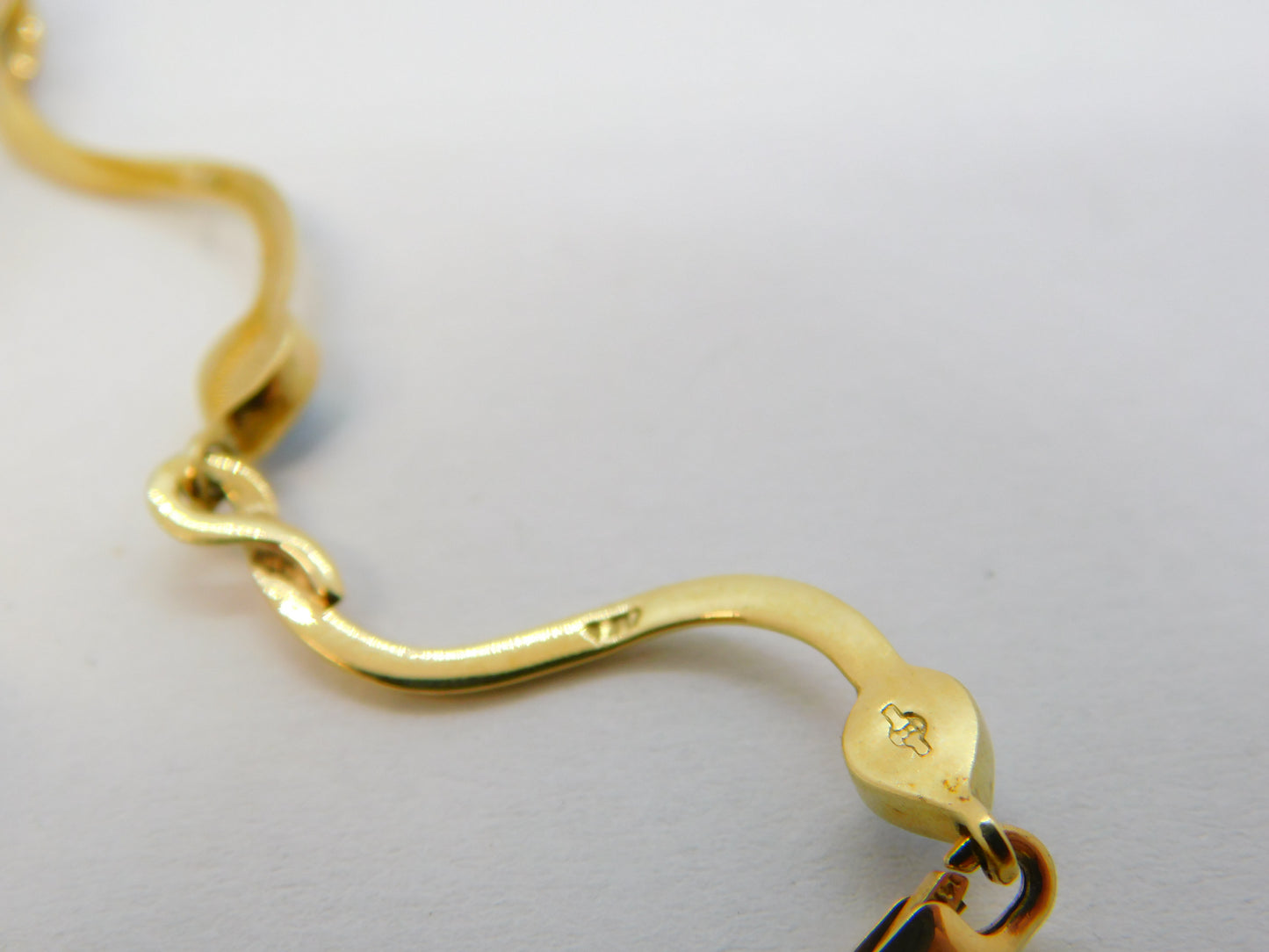 Italian 14ct Yellow Gold & Turquoise Wave Pattern Bracelet Vintage c1970