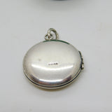 Sterling Silver & Yellow Guilloche Enamel Locket Pendant Antique c1920 Art Deco
