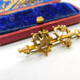 Victorian 9ct Yellow Gold Swallow Sweetheart Brooch Pin c1890 Antique