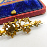 Victorian 9ct Yellow Gold Swallow Sweetheart Brooch Pin c1890 Antique