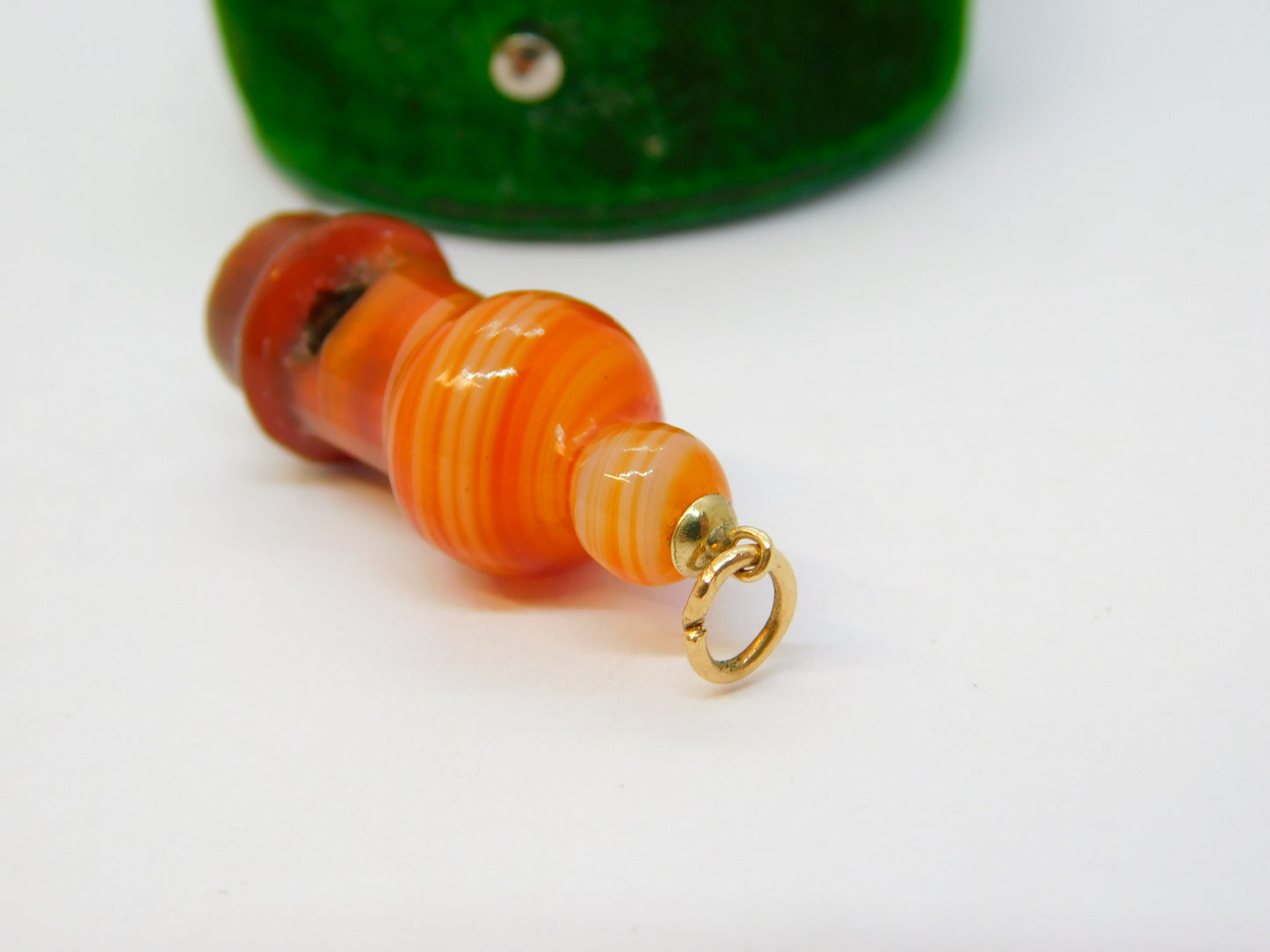Victorian 9ct Gold Carved Red Agate Whistle Charm Pendant Antique c1860