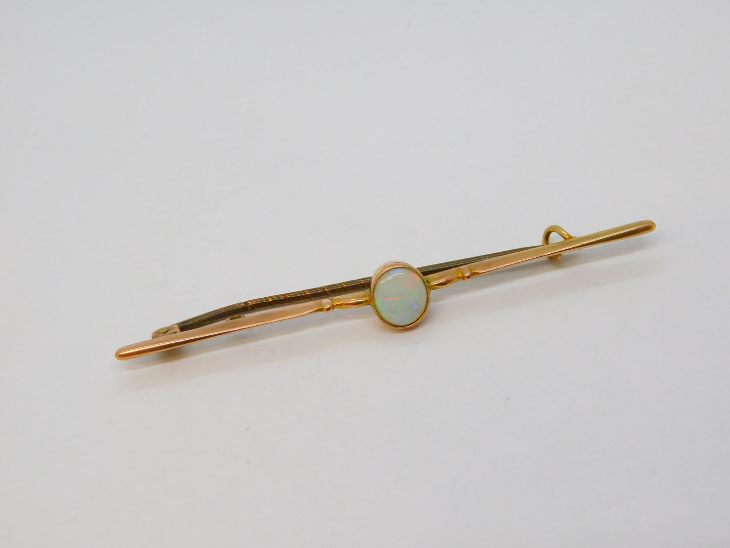 Edwardian 9ct Rose Gold & Cabochon Australian Opal Brooch Antique c1910