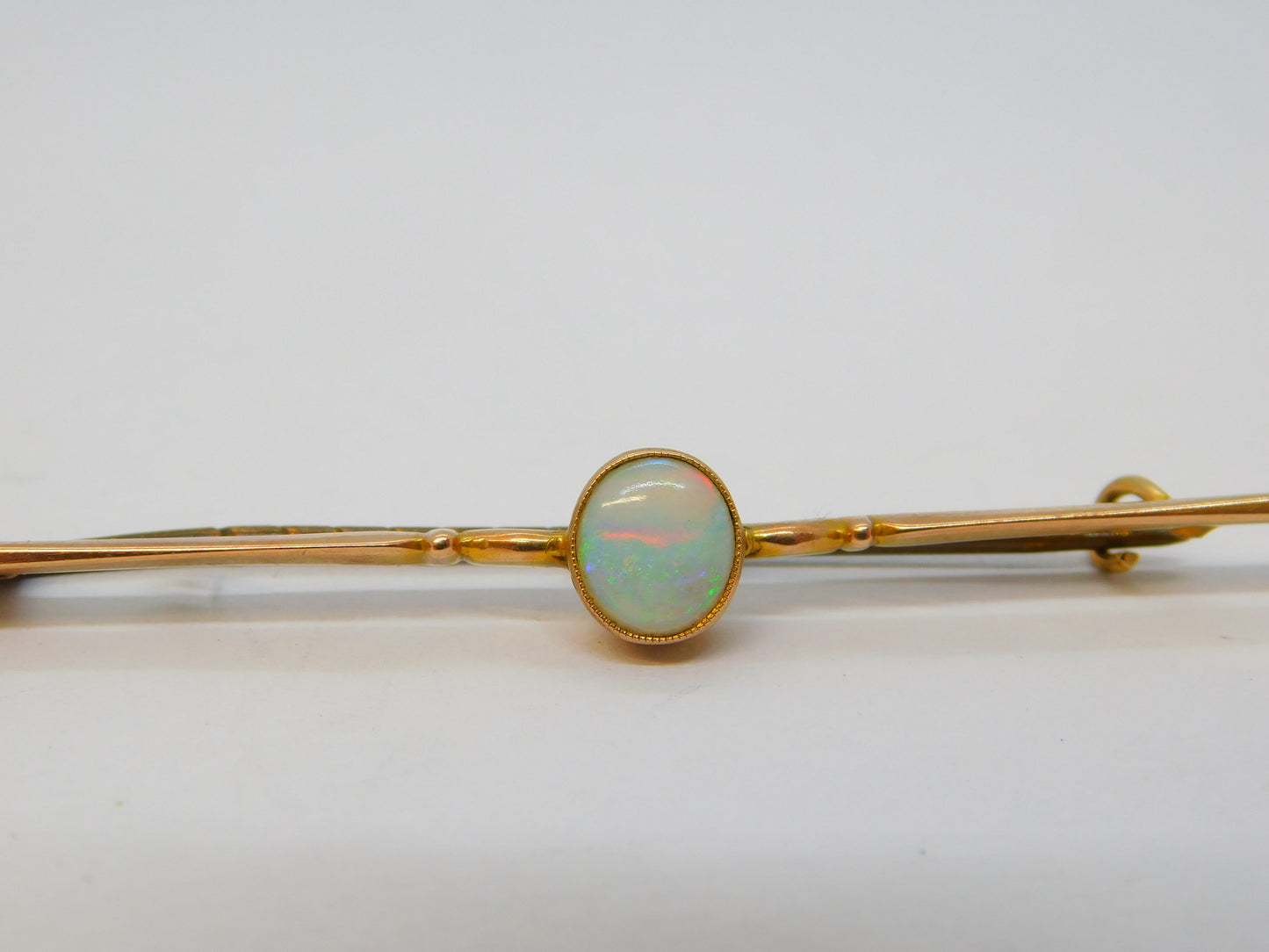 Edwardian 9ct Rose Gold & Cabochon Australian Opal Brooch Antique c1910