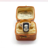 Early Victorian 14ct Rose Gold Carved Shell Cameo Mourning Ring c1850 Antique