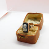 Early Victorian 14ct Rose Gold Carved Shell Cameo Mourning Ring c1850 Antique