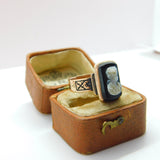 Early Victorian 14ct Rose Gold Carved Shell Cameo Mourning Ring c1850 Antique