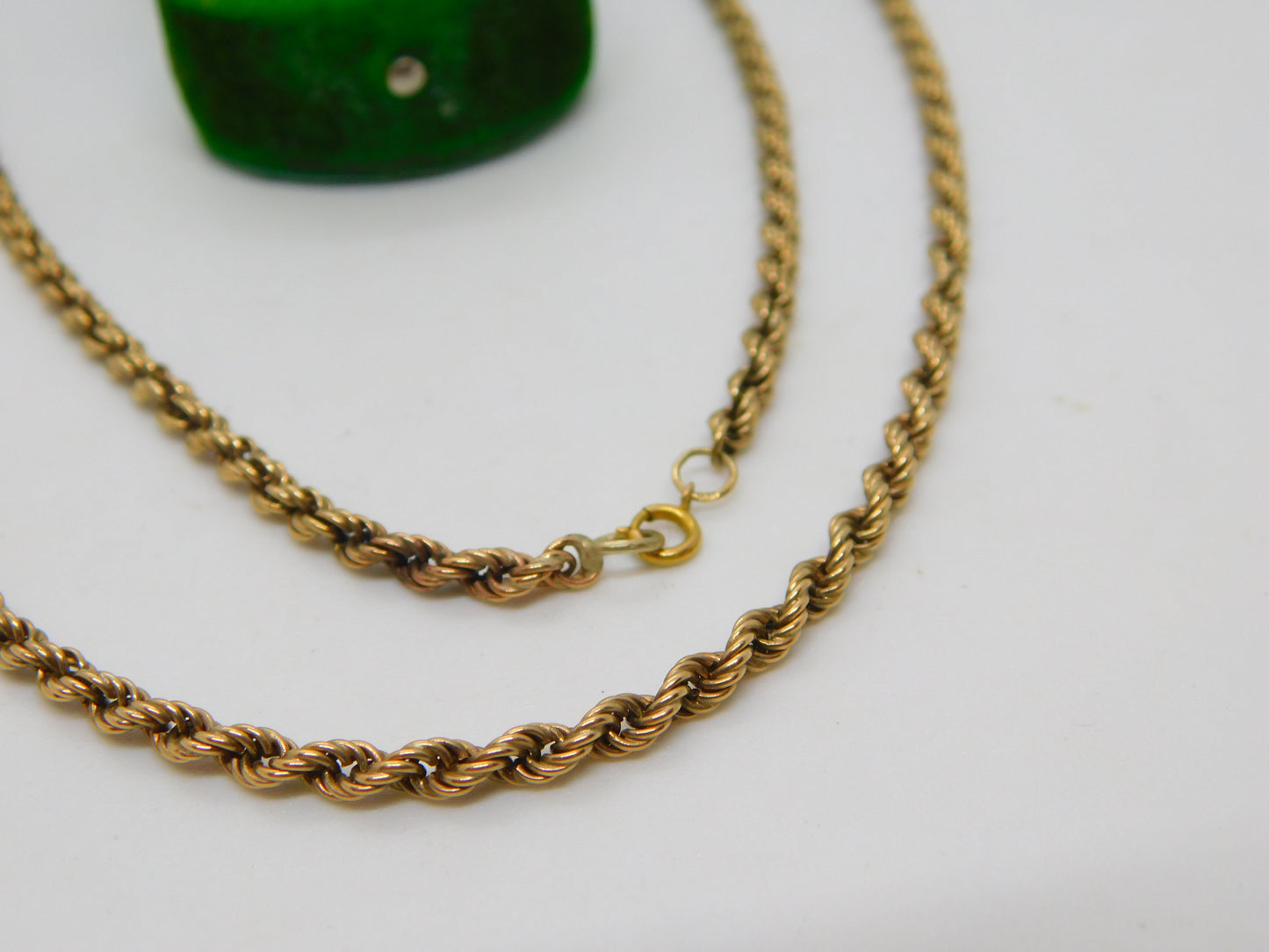 9ct Yellow Gold Essential Rope Chain Necklace Vintage c1970 London 46cm Length