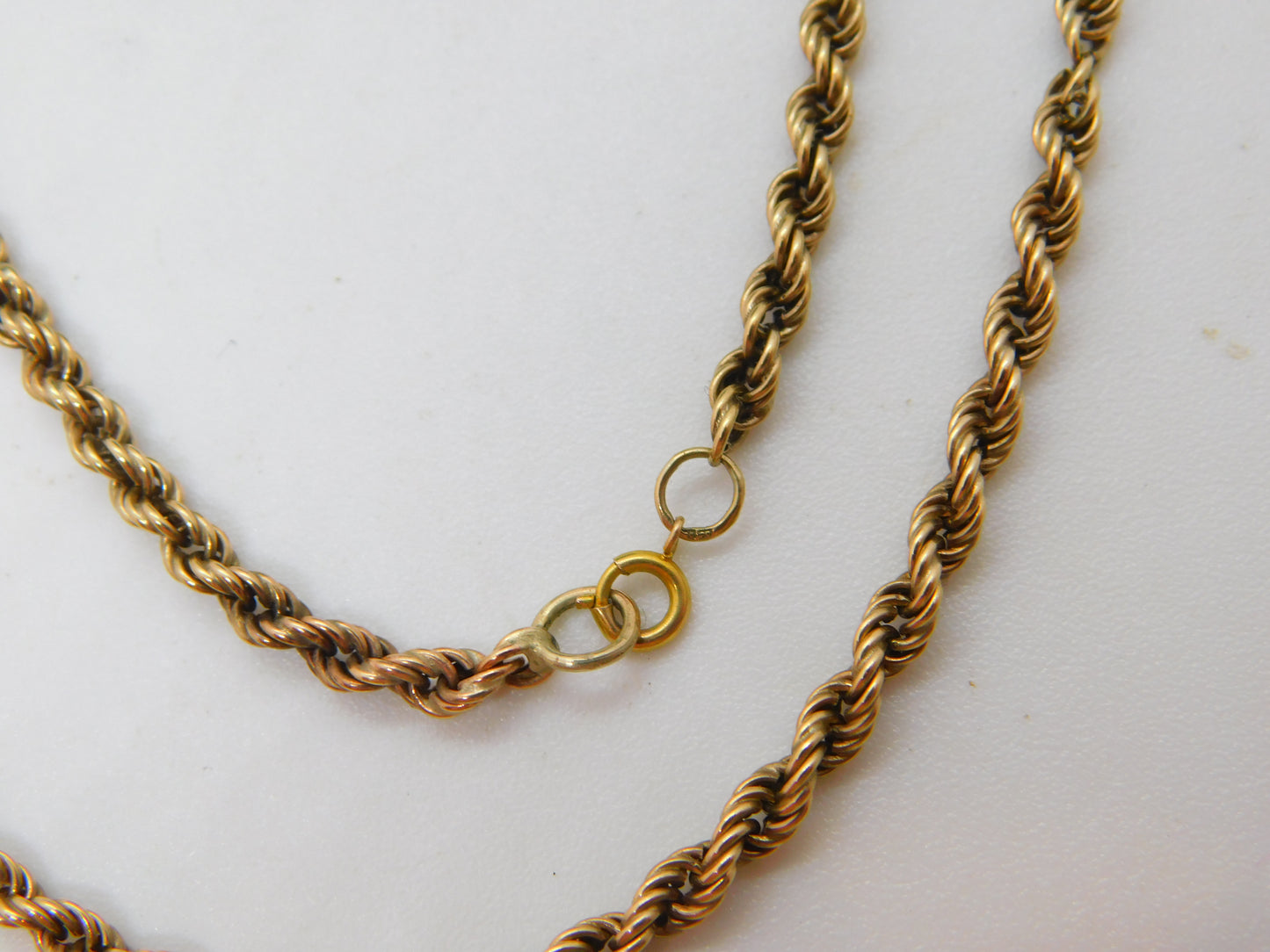 9ct Yellow Gold Essential Rope Chain Necklace Vintage c1970 London 46cm Length