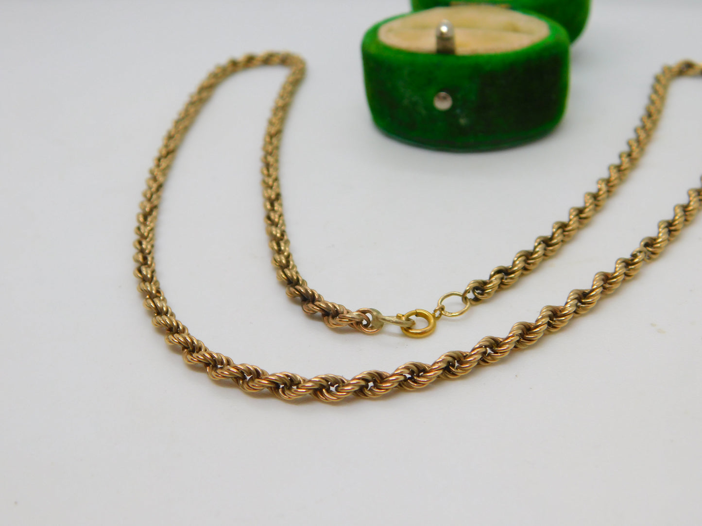 9ct Yellow Gold Essential Rope Chain Necklace Vintage c1970 London 46cm Length