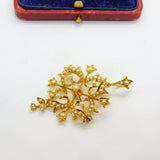 Victorian 15ct Yellow Gold Seed Pearl Set Floral Lavalier Drop Pendant c1890