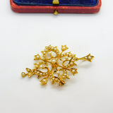 Victorian 15ct Yellow Gold Seed Pearl Set Floral Lavalier Drop Pendant c1890