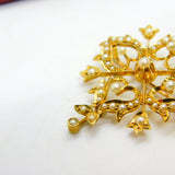 Victorian 15ct Yellow Gold Seed Pearl Set Floral Lavalier Drop Pendant c1890