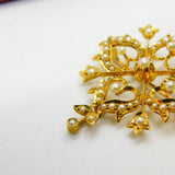 Victorian 15ct Yellow Gold Seed Pearl Set Floral Lavalier Drop Pendant c1890