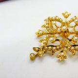Victorian 15ct Yellow Gold Seed Pearl Set Floral Lavalier Drop Pendant c1890