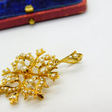 Victorian 15ct Yellow Gold Seed Pearl Set Floral Lavalier Drop Pendant c1890
