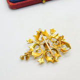 Victorian 15ct Yellow Gold Seed Pearl Set Floral Lavalier Drop Pendant c1890