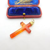 Victorian 18ct Gold & Carved Red Agate Cross Pendant Scottish? Antique c1860