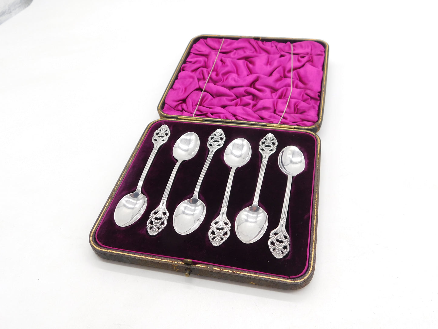 Boxed Swedish Sterling Silver Floral Teaspoons Vintage 1965 AIDA