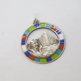 Egyptian .800 Silver & Enamel Pharaoh Souvenir Pendant Antique c1920 Art Deco