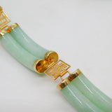 14ct Gold & Apple Green Jade Character Panel Bracelet Vintage 2001 Birmingham