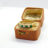 14ct Yellow Gold, Turquoise & Pearl Set Half Eternity Ring Antique c1930 Deco