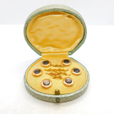Victorian Boxed Rolled Gold Cat's Eye Set Button Stud Set Antique c1880