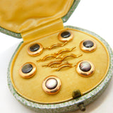 Victorian Boxed Rolled Gold Cat's Eye Set Button Stud Set Antique c1880