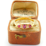 18ct Yellow Gold, Ruby & Diamond Victorian Style Boat Ring c1920 Antique