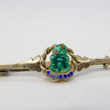 New Zealand Sterling Silver & Enamel Tiki Sweetheart Brooch Antique c1940