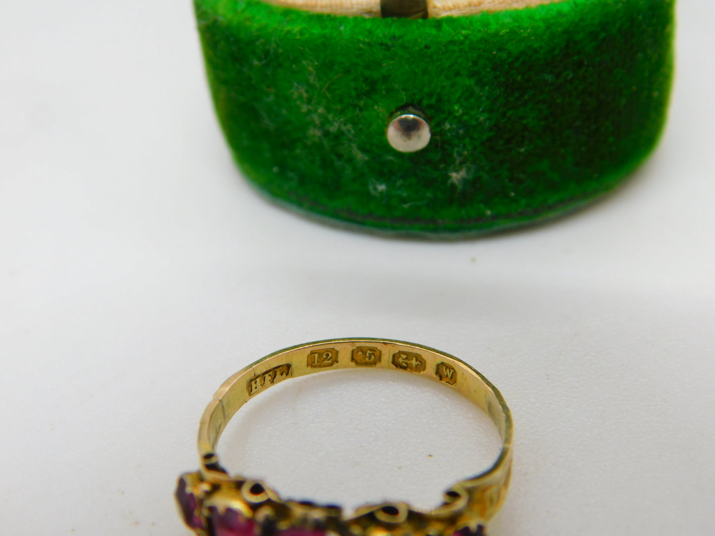 Victorian 12ct Yellow Gold Pink Paste Five-Stone Dress Ring 1871 Birmingham