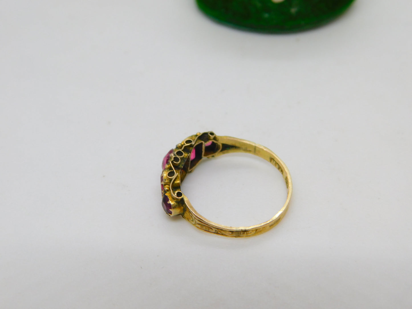 Victorian 12ct Yellow Gold Pink Paste Five-Stone Dress Ring 1871 Birmingham