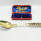 Russian St. Petersburg Silver Gilt Niello Enamel Spoon Antique 1838 AK