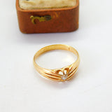 Victorian 18ct Yellow Gold 0.1ct Diamond Solitaire Ring 1893 Birmingham Antique