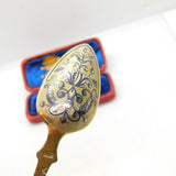 Russian St. Petersburg Silver Gilt Niello Enamel Spoon Antique 1838 AK