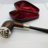 Victorian Boxed Wooden Sterling Silver Mounted Pipe Set 1890 London Antique